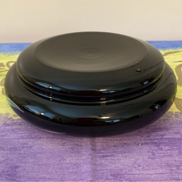 Vintage Black Ashtray with Dragonfly In Turquoise & Gold - Picture 5 of 6